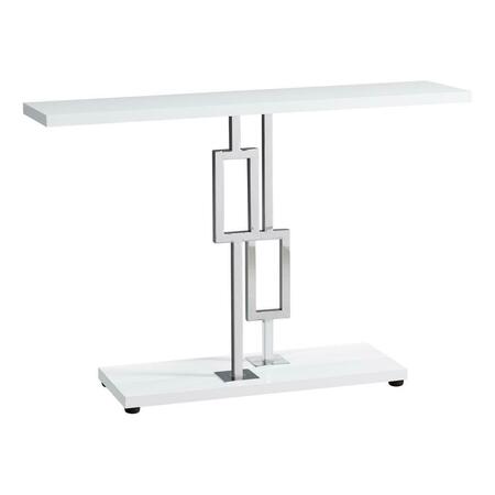 DAPHNES DINNETTE 48 in. Glossy White & Chrome Metal Accent Table DA3070085